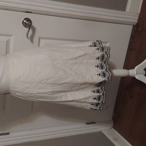 White lined skirt with black embroidery  size 12